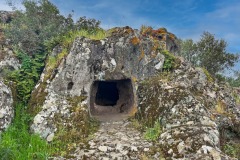 domus de janas and nuraghe of santu Barbara ancient nuragic tombs in Bauladu sardinia central