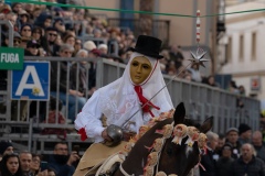 Oristano, Sardinia, ITALY - February 9th, 2024 - Su componidori leaders of the Sartiglia traditional horse race