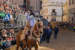 Oristano, Sardinia, ITALY - February 9th, 2024 - Su componidori leaders of the Sartiglia traditional horse race