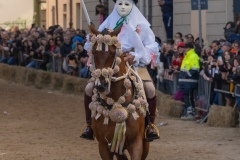 Oristano, Sardinia, ITALY - February 9th, 2024 - Su componidori leaders of the Sartiglia traditional horse race