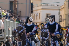 Oristano, Sardinia, ITALY - February 9th, 2024 -riders of the Sartiglia race directed by su componidori