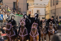 Oristano, Sardinia, ITALY - February 9th, 2024 -riders of the Sartiglia race directed by su componidori