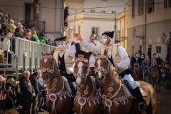 Oristano, Sardinia, ITALY - February 9th, 2024 -riders of the Sartiglia race directed by su componidori