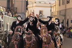 Oristano, Sardinia, ITALY - February 9th, 2024 -riders of the Sartiglia race directed by su componidori