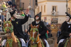 Oristano, Sardinia, ITALY - February 9th, 2024 -riders of the Sartiglia race directed by su componidori