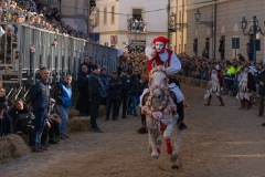 Oristano, Sardinia, ITALY - February 9th, 2024 -riders of the Sartiglia race directed by su componidori