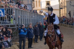 Oristano, Sardinia, ITALY - February 9th, 2024 -riders of the Sartiglia race directed by su componidori