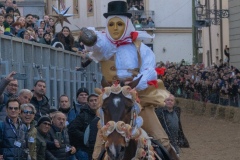 Oristano, Sardinia, ITALY - February 9th, 2024 - Su componidori leaders of the Sartiglia traditional horse race